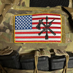 Embroidered american flag on tactical kit.
