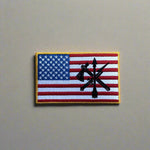 Embroidered American flag with war department logo for special operations forces, military, veterans, police, and patriots.