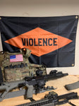 This is a blag flag with an orange diamond violence design from Ranger Regiment.