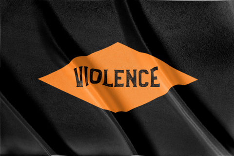 This is a blag flag with an orange diamond violence design from Ranger Regiment.