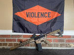 This is a blag flag with an orange diamond violence design from Ranger Regiment.